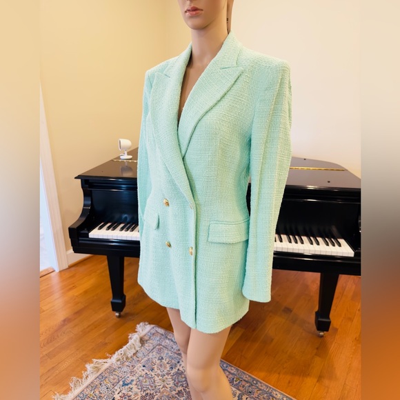 NWT Zara luxury classic RARE tweed textured tailored doubled breasted jacket - Picture 11 of 14